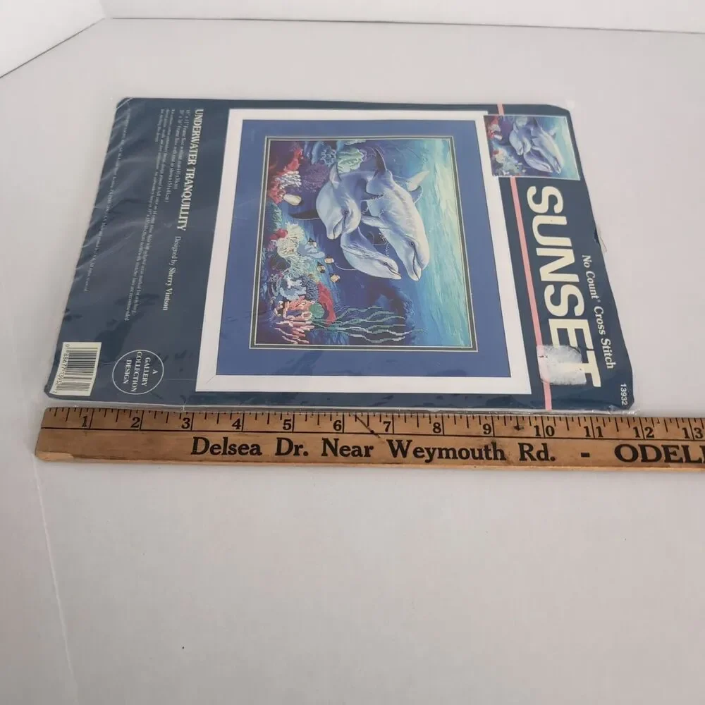 Dimensions Sunset Underwater Tranquility Dolphins No Count Cross Stitch #13932